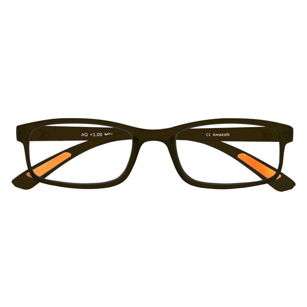 Amazotti Milano Brown Trendy Reading Glasses +1.25 | Stylish Glasses for Men & Women | Lightweight, Durable, Flexible Eye Glasses for Reading, Computer, and Screen Use