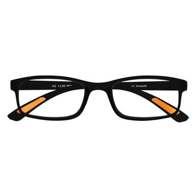 Amazotti Milano Black Trendy Reading Glasses +1.25 Stylish Glasses for Men & Women | Lightweight, Durable, Flexible Eye Glasses for Reading, Computer, and Screen Use