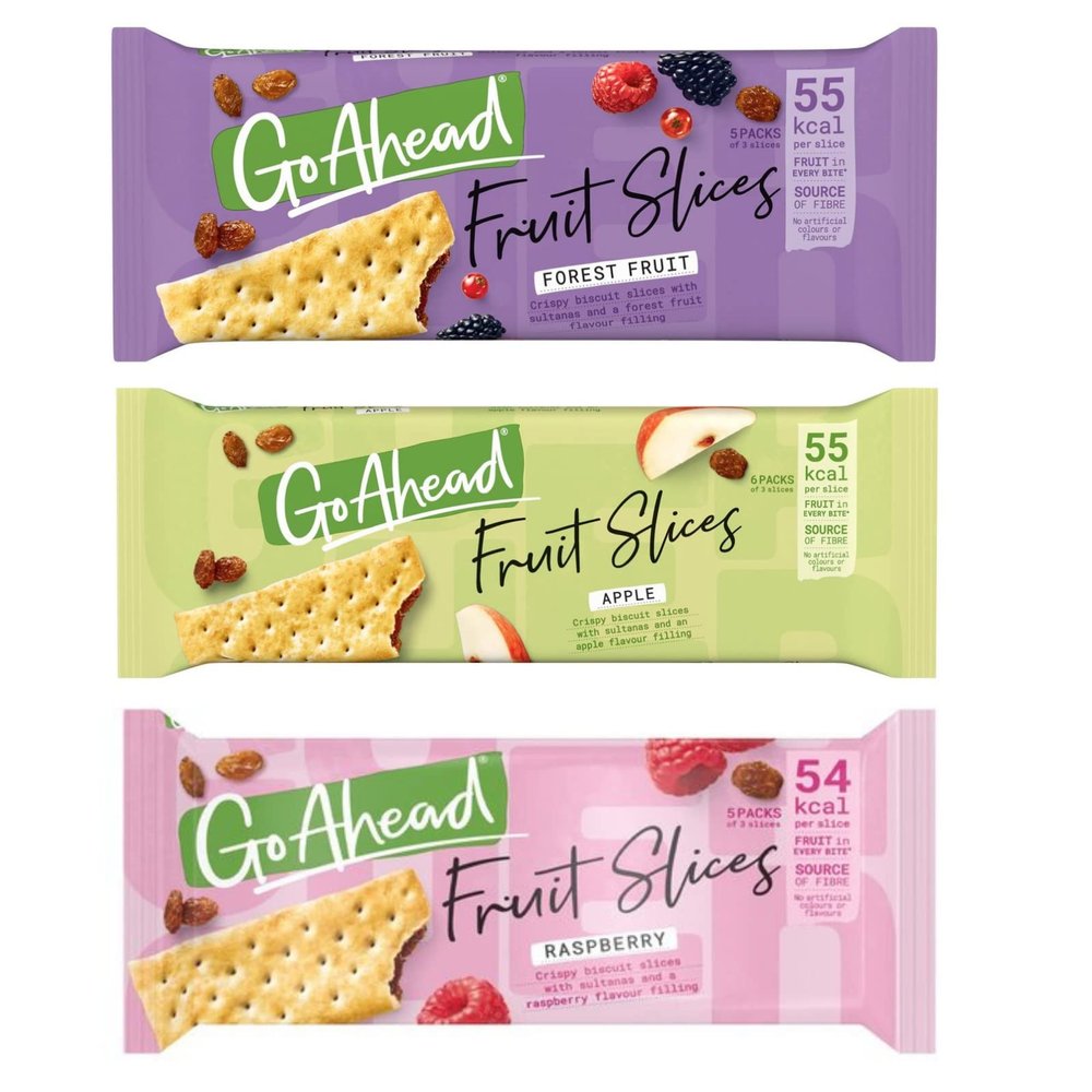 Go Ahead Crispy Fruit Slice Forest Fruit, Apple, Raspberry 3 pack (18 bars in total)