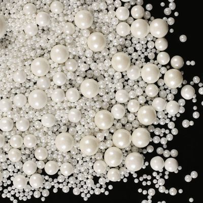 Kasvan White Pearl Sugar Sprinkles - Edible Candy Beads 130g Assorted Sizes Baking Cake Decorating Ice Cream Toppings and Cookie Decoration Wedding Party Christmas Supplies