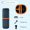 2Pcs Travel Toothbrush Cup Case, Portable Toothbrush Holder Case for Traveling, Camping, Business Trip and School, Plastic Toothbrushes Toothpaste Set with Two Colors (Navy blue and Lotus color) view 3