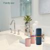 2Pcs Travel Toothbrush Cup Case, Portable Toothbrush Holder Case for Traveling, Camping, Business Trip and School, Plastic Toothbrushes Toothpaste Set with Two Colors (Navy blue and Lotus color) view 4