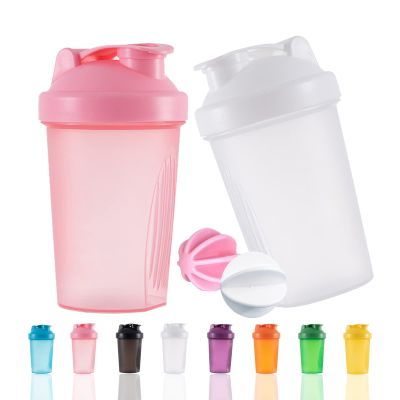 OOTD Shaker Bottle Protein Shakes and 13.5-Ounce/400ML Shaker Bottle with Wire Whisk Balls,Free of BPA plastic (White+Pink(2PCS))