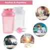 OOTD Shaker Bottle Protein Shakes and 13.5-Ounce/400ML Shaker Bottle with Wire Whisk Balls,Free of BPA plastic (White+Pink(2PCS)) view 4
