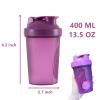 OOTD Shaker Bottle Protein Shakes and 13.5-Ounce/400ML Shaker Bottle with Wire Whisk Balls,Free of BPA plastic (Blue+Purple(2PCS)) view 2