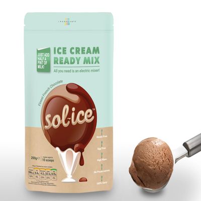 Sol-ice Dairy Ice Cream Mix Powder | Chocolate 200g | Whip with Just a Mixer or Machine | Makes approx. 8-10 Scoops