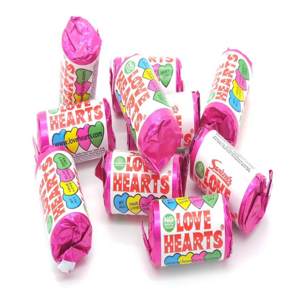 Love Hearts Mini Rolls - 180 Chalk Candy Sweets
