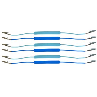 FACTUAL DENTAL 6 Pack Bib Clips Holder Autoclavable Silicone Strap for Dentist Bibs, Dental Napkins, Paper Towel Holder, Bib Clamps for Adults and Children. 3 Marine Blue and 3 Aqua Blue, 19" Long