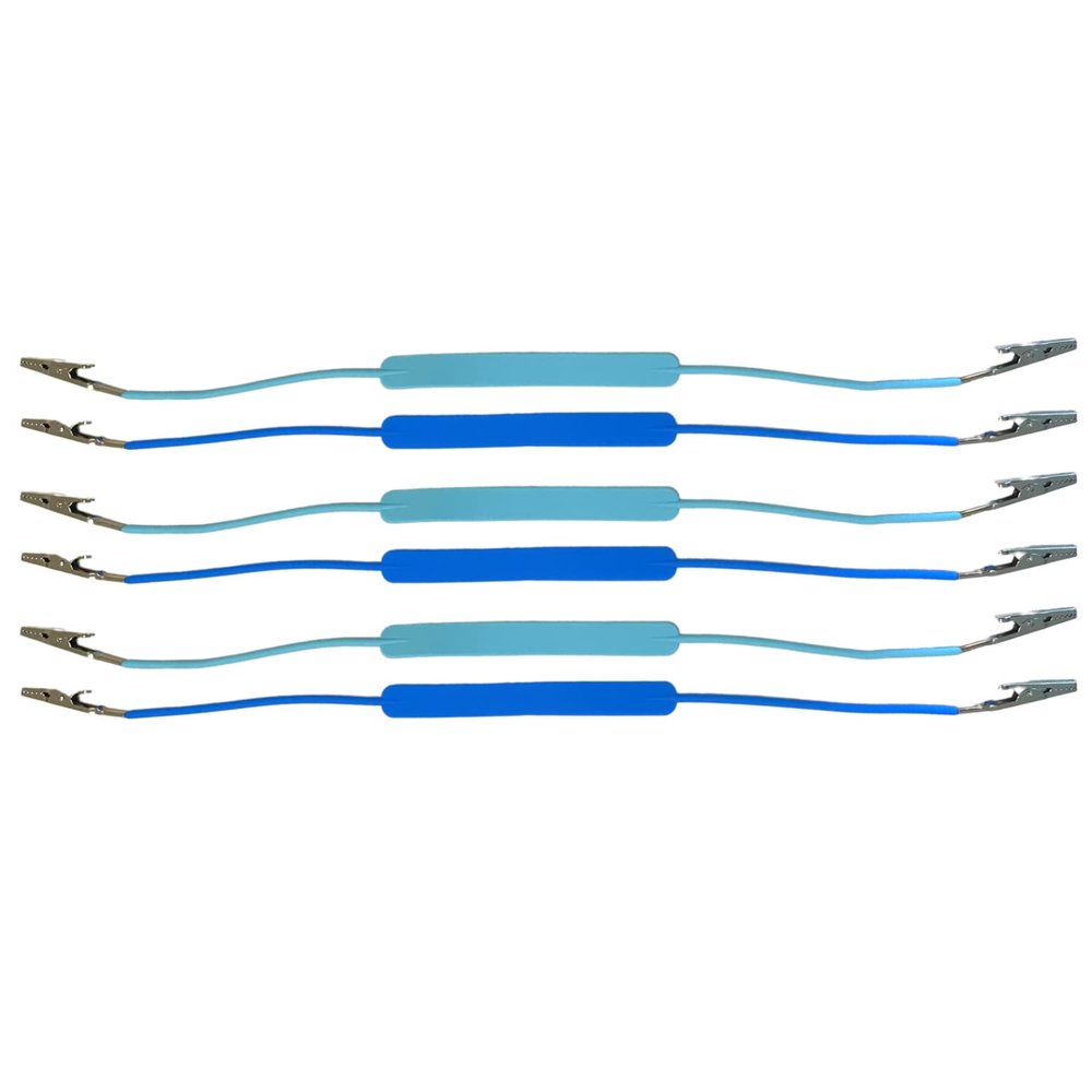 FACTUAL DENTAL 6 Pack Bib Clips Holder Autoclavable Silicone Strap for Dentist Bibs, Dental Napkins, Paper Towel Holder, Bib Clamps for Adults and Children. 3 Marine Blue and 3 Aqua Blue, 19" Long