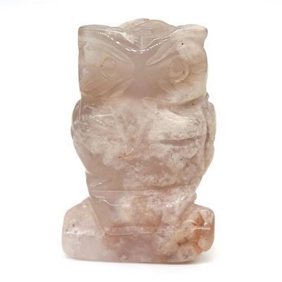 HXSCOO 1.5" Amethyst Animals Figure Rose Quartz Owl Statue Blossom Agate Wolf Lapis Lazuli Elephant Natural Stones Healing Crystal Gift (Color : Blossom Agate-O)