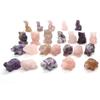 HXSCOO 1.5" Amethyst Animals Figure Rose Quartz Owl Statue Blossom Agate Wolf Lapis Lazuli Elephant Natural Stones Healing Crystal Gift (Color : Blossom Agate-O) view 4