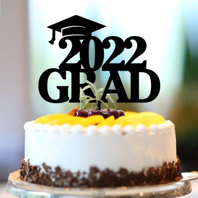 2022 Grad Cake Toppers 2022 Graduate Cake Topper 2022 Silhouette Boy Girl Class Of 2022 Party Decorations Personalized Congratulations 2022 Grad Gifts For Him/Her Grad Hat Acrylic Black 6inch