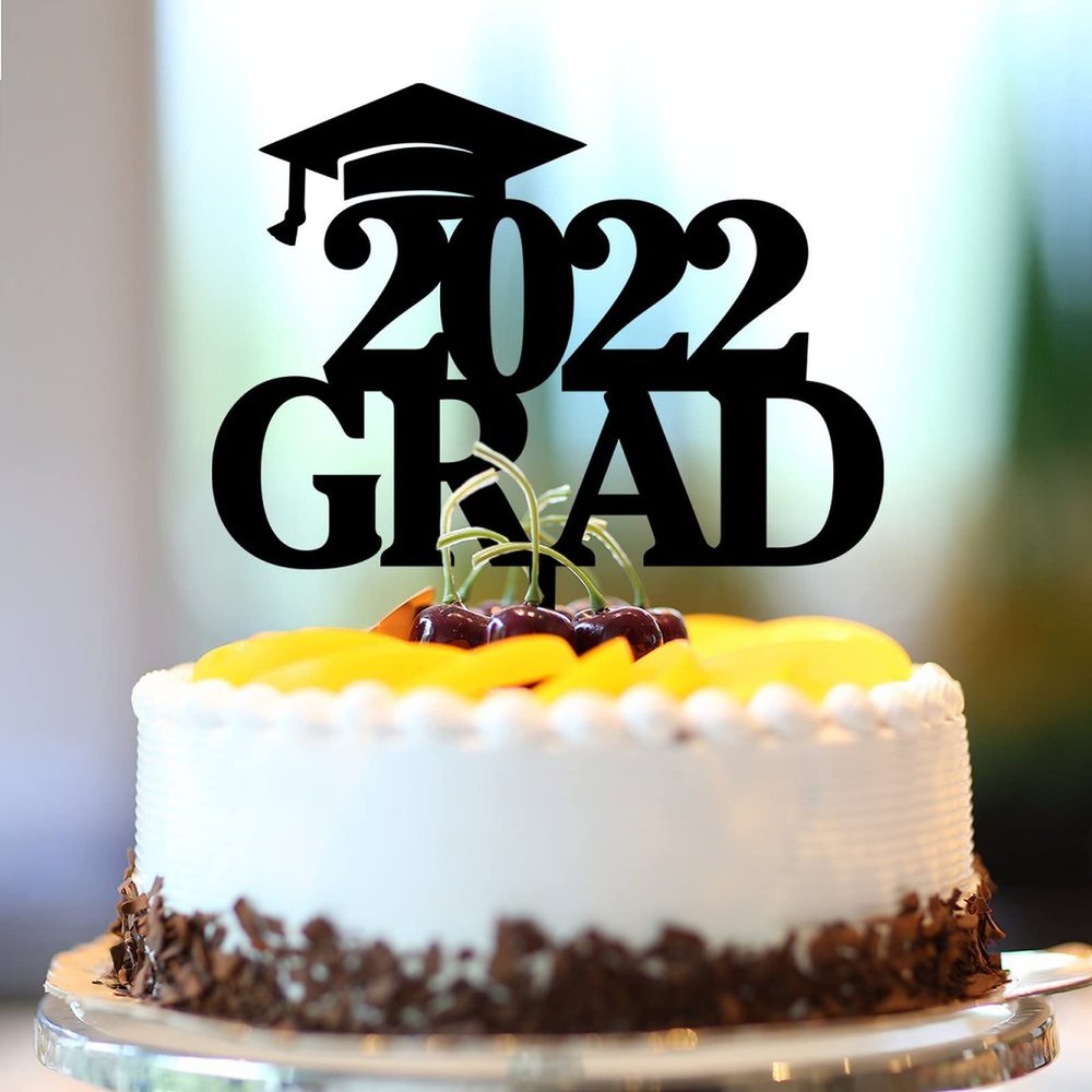2022 Grad Cake Toppers 2022 Graduate Cake Topper 2022 Silhouette Boy Girl Class Of 2022 Party Decorations Personalized Congratulations 2022 Grad Gifts For Him/Her Grad Hat Acrylic Black 6inch