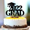 2022 Grad Cake Toppers 2022 Graduate Cake Topper 2022 Silhouette Boy Girl Class Of 2022 Party Decorations Personalized Congratulations 2022 Grad Gifts For Him/Her Grad Hat Acrylic Black 6inch view 1