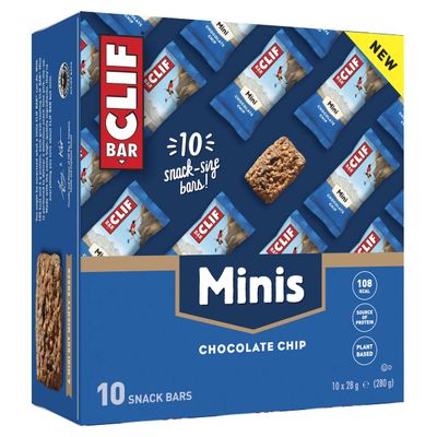 CLIF BAR Minis - Snack Bar - Chocolate Chip - Plant Based Protein - 10 x 28 g