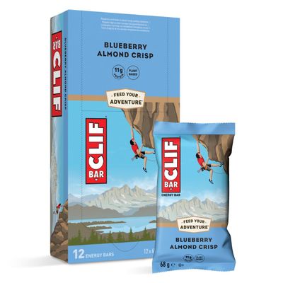 CLIF BAR | Energy Bar - Protein Bar | Blueberry Almond Crisp | Plant Based Protein | 12 x 68 g