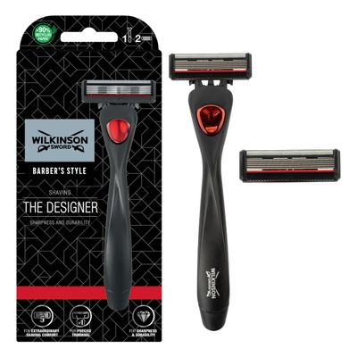 Wilkinson Sword Barber's Style The Designer Razor, Silver, 5 Blades, Metal, for Men