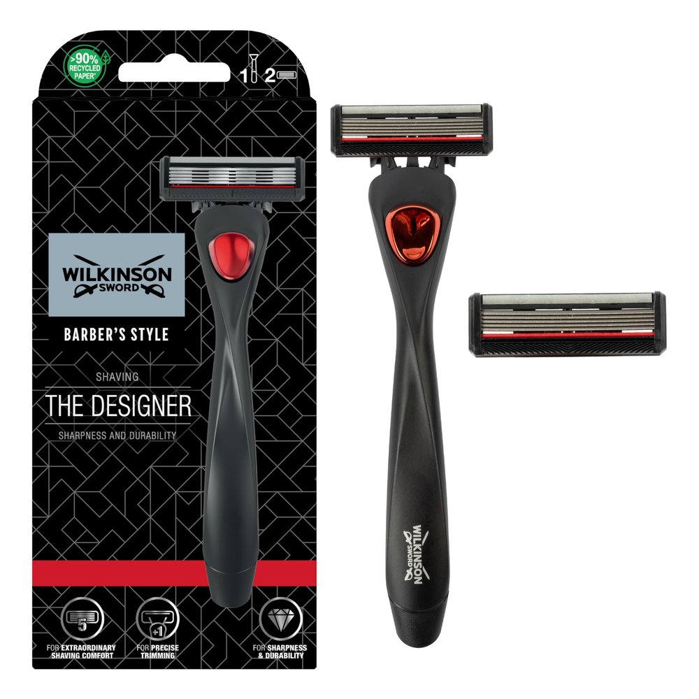 Wilkinson Sword Barber's Style The Designer Razor, Silver, 5 Blades, Metal, for Men