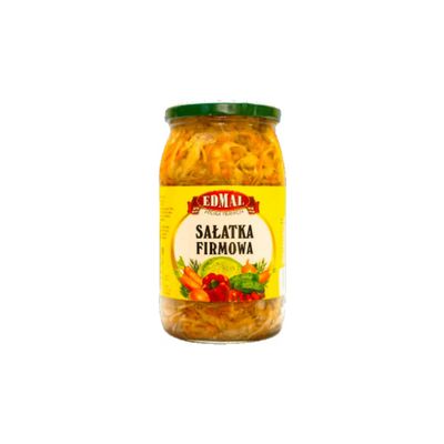 Edmal Lunch Salad Firm Style (Saatka Firmowa) 900g Jar | 10 Pack (Total 9kg) | Traditional Polish Vegetable Salad in Brine | Ready to Eat | Ideal for Sandwiches, Meals & Catering