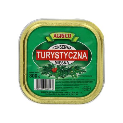 Agrico Tourist Canned Meat (Turystyczna) 300g x 15 Pack | Polish Tinned Meat | Ready to Eat Preserved Pork Meat | Long Shelf Life | Ideal for Travel, Camping and Emergency Food