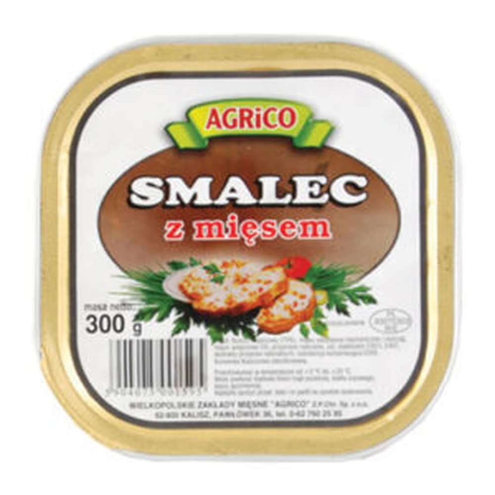 Agrico Lard with Meat (Smalec z Misem) 300g x 15 Pack | Traditional Polish Pork Spread | Ready-to-Eat | Canned Smalec | Bulk Case 4.5kg