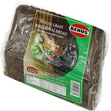 Benus Whole Rye Wholemeal Bread 500g x 10 Pack | High-Fibre Wholegrain Rye Loaf | Dense, Hearty & Healthy | Ideal for Breakfast, Sandwiches & Snacks