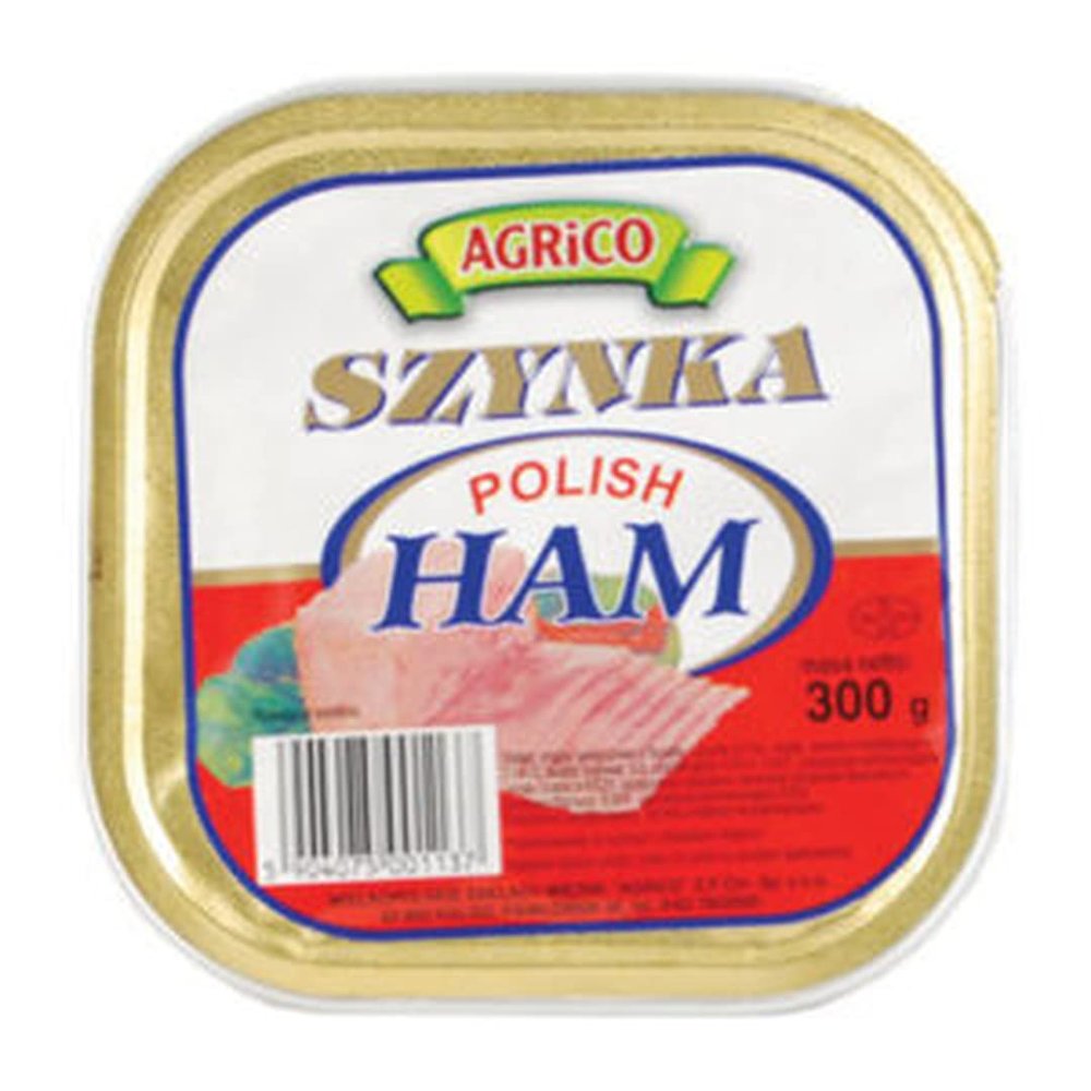 Agrico Polish Ham Minced 300g x 10 Pack | Szynka Exportowa | Ready-to-Eat Canned Pork Ham | Traditional Polish Minced Ham | Bulk 3kg Case