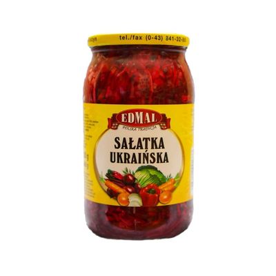 Edmal Ukrainian Salad 900ml x 10 Pack | Traditional Salatka Ukraiska | Ready-to-Eat Mixed Salad | Perfect for Meals & Catering