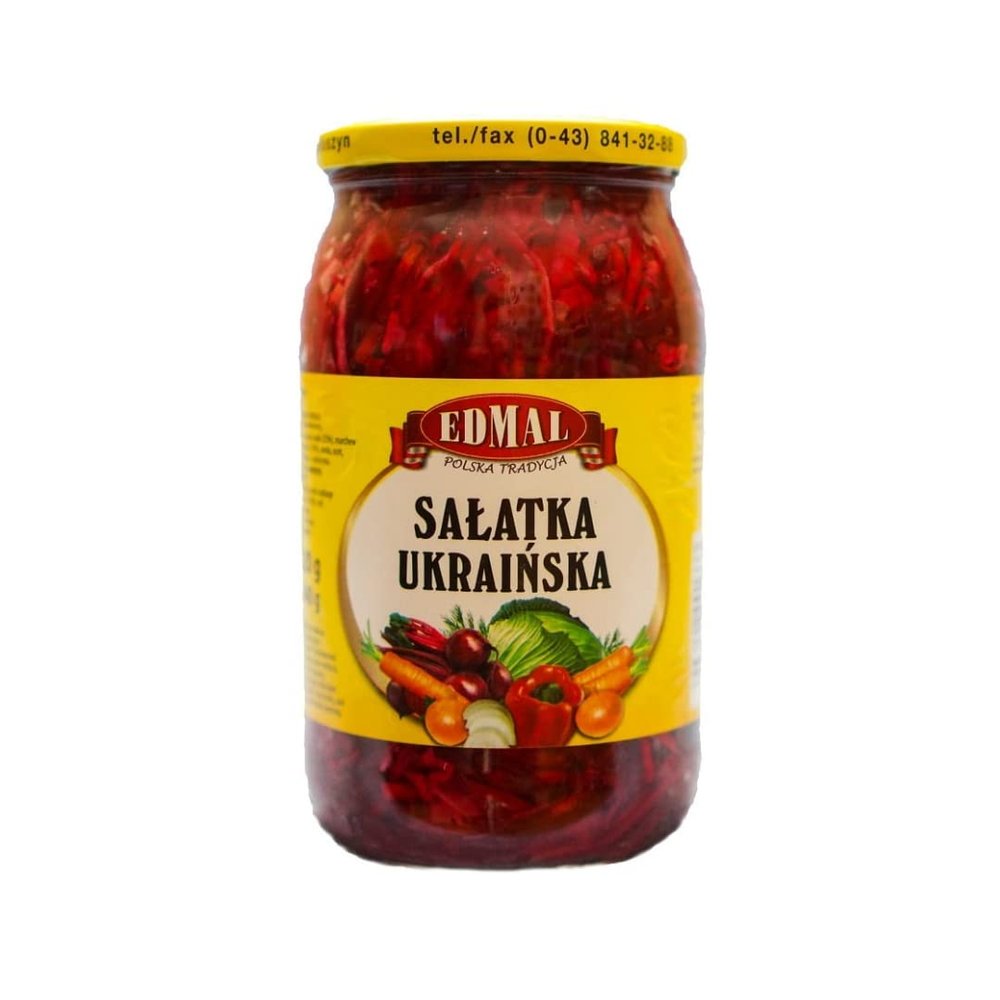 Edmal Ukrainian Salad 900ml x 10 Pack | Traditional Salatka Ukraiska | Ready-to-Eat Mixed Salad | Perfect for Meals & Catering