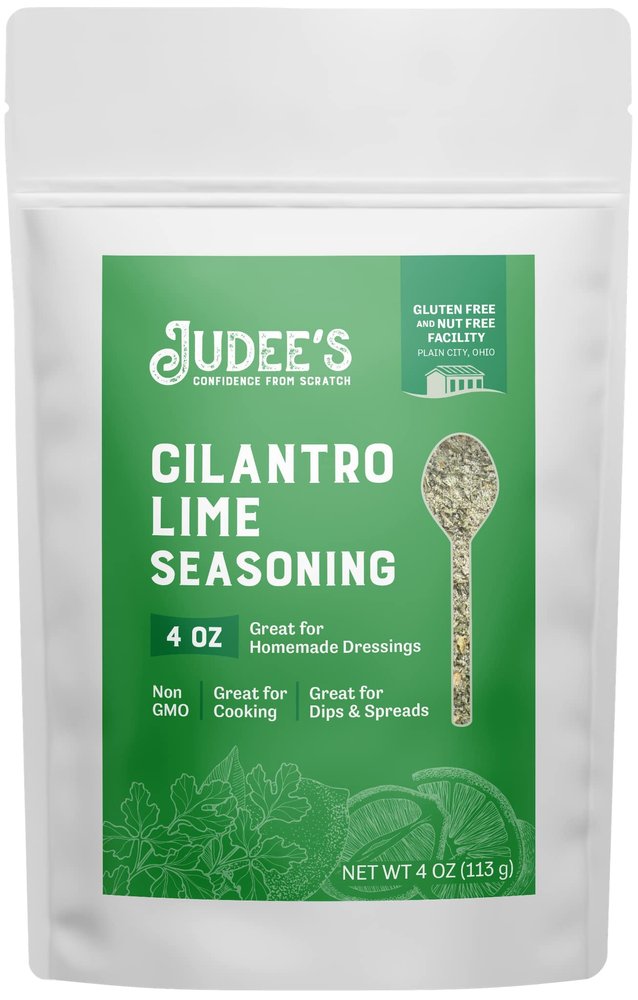 Judee's Cilantro Lime Seasoning 4 oz - Fresh Cilantro and Lime with Flavorful Spices - 100% Non-GMO, Gluten Free, and Nut Free - Great for Cooking, Salad Dressings, Dips, Spices and Seasonings