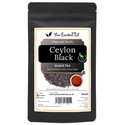 Ceylon Tea Black Loose Leaf Tea (500g) - Broken Orange Pekoe Sri Lanka Leaves Malty Golden Premium Mild Smooth Classic Full-Bodied Flavourful Long Lasting Freshness Closed in Resealable Pouch