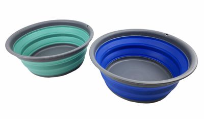 SAMMART 7.5L Set of 2 Collapsible Tub - Foldable Dish Tub - Portable Washing Basin - Space Saving Plastic Washtub (Purplish Blue + Turquoise Blue)