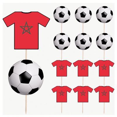AK Giftshop Morocco Football Party Food & Cupcakes Picks Decorations Toppers World Cup (pack of 14)