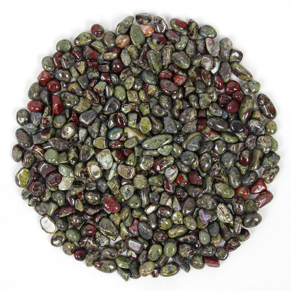 1.1 lb Polished Bloodstone Chips | Natural Healing Crystal Stones for Grounding & Energy Protection, Root Chakra, Meditation, Plants, DIY & Home Deco