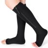 Ailaka Medical Compression Socks with Zipper, Knee High 15-20 mmHg Compression Socks for Women Men, Open Toe Support Socks for Varicose Veins, Edema, Recovery, Pregnant, Nurse view 1