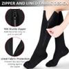 Ailaka Zipper Compression Socks Medical, 15-20 mmHg Knee High Compression Socks for Men Women, Close Toe Support Socks for Varicose Veins, Edema, Recovery, Pregnant, Nurse (Black, L) view 3