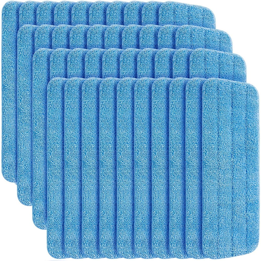 40 Pack Microfiber Cleaning Pad Machine Washable Flat Mop Head Replacement Reusable Household Replacement Mop Pads for Hardwood and Hard Surface Floor Cleaning and Scrubbing Fit Most Wet or Dry Mops