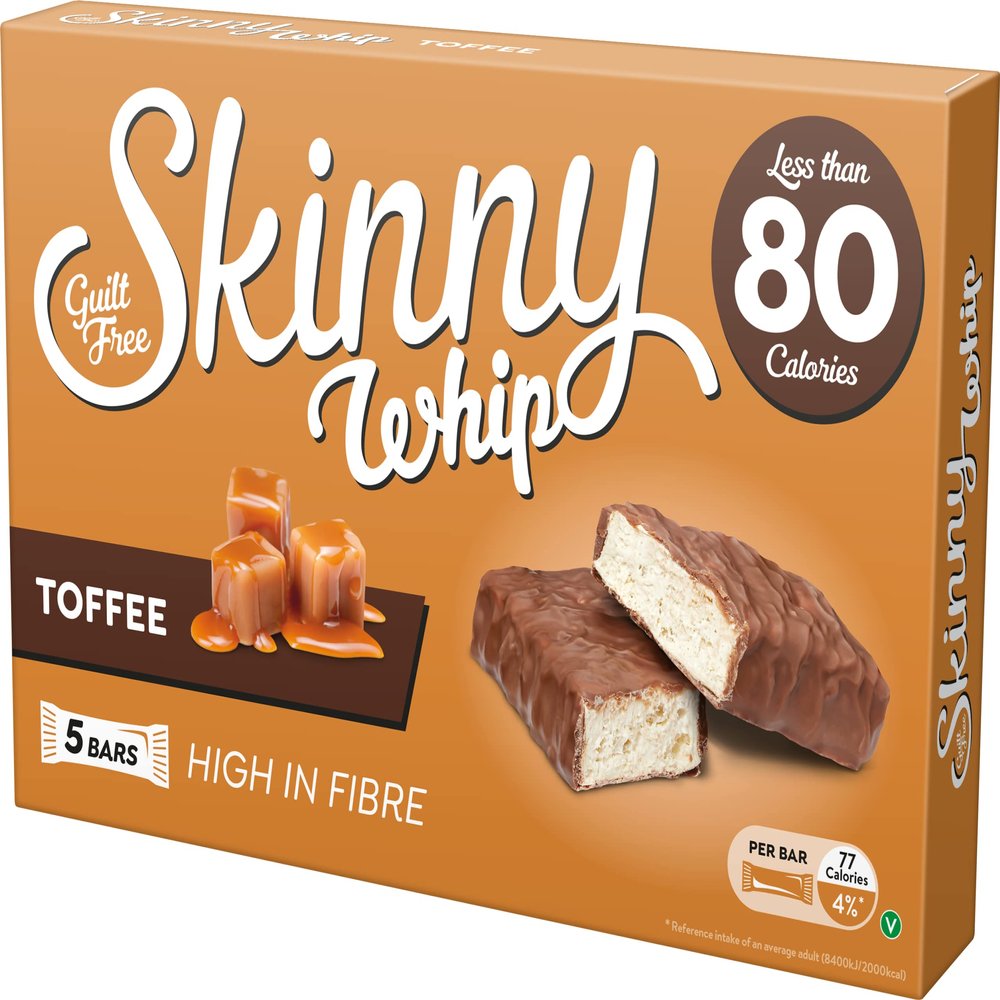 Skinny Whip Toffee & Chocolate Snack Bars 10x5x20g