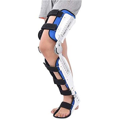 LARIAU Hinged Knee Foot Support Brace, Rom Adjustable Post Op Orthosis Immobilizer Protector, Full Leg Stabilizer Knee Orthosis Splint (Left M)