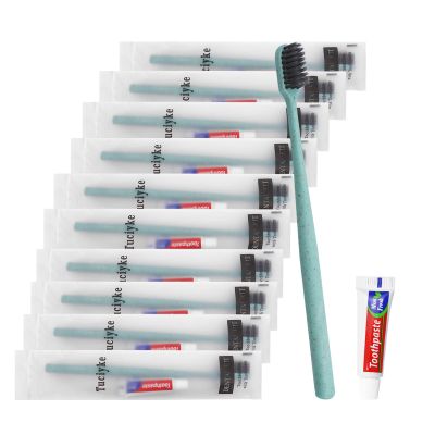Disposable Toothbrush with Toothpaste Pack of 25,Green Hotel Toothbrush Set Individually Wrapped Manual Travel Toothbrush Kit for Adults,Kids,Hotel,Homeless,Nursing Home,Charity