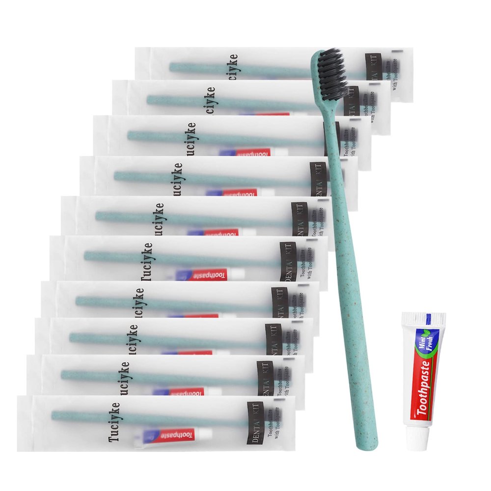 Disposable Toothbrush with Toothpaste Pack of 25,Green Hotel Toothbrush Set Individually Wrapped Manual Travel Toothbrush Kit for Adults,Kids,Hotel,Homeless,Nursing Home,Charity