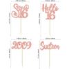 Gyufise 24pcs 16th Birthday Cupcake Toppers - Rose Gold Glitter Hello Sweet 16 Cake Decorations for Parties view 2