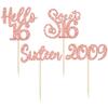 Gyufise 24pcs 16th Birthday Cupcake Toppers - Rose Gold Glitter Hello Sweet 16 Cake Decorations for Parties view 3