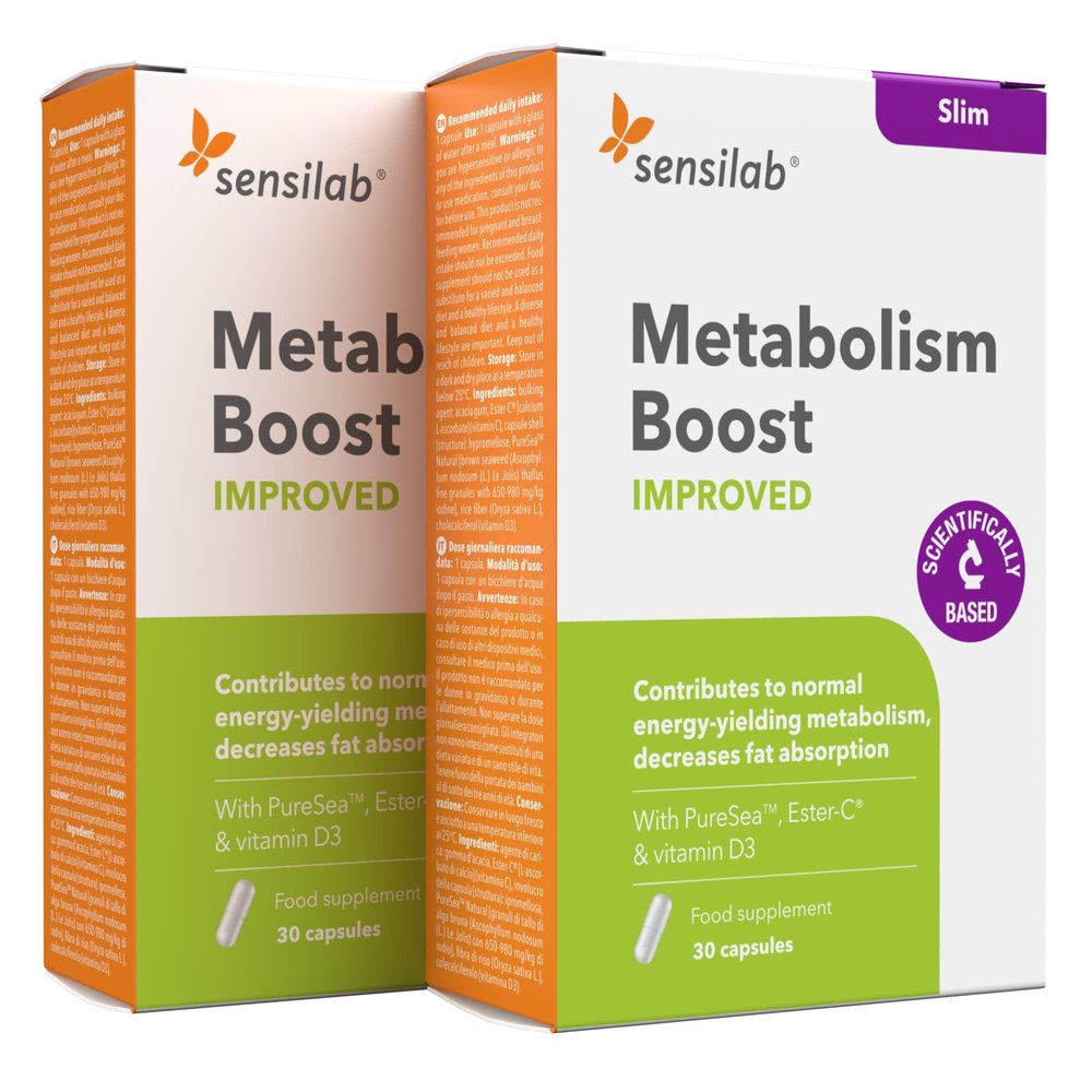 Metabolism Boost with Iodine, Brown Seaweed, Vitamin C and Vitamin D3 Energy and Fatigue Reduction Formula, 60 Capsules Sensilab