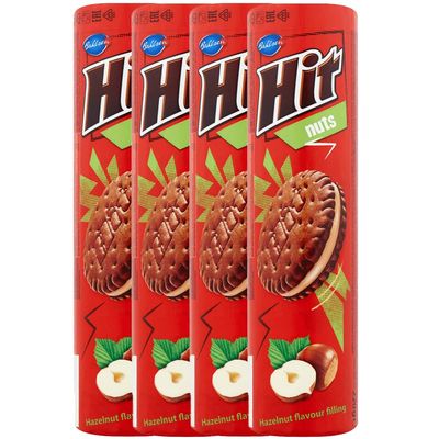 4 x 220g Hit Nuts Biscuits Sandwich Cookies with Hazelnut Flavour Filling