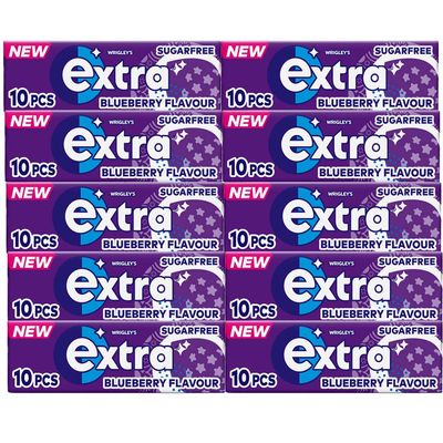 10 x 10 piece Blueberry Flavour Chewing Gum Sugar Free Dental Oral Care