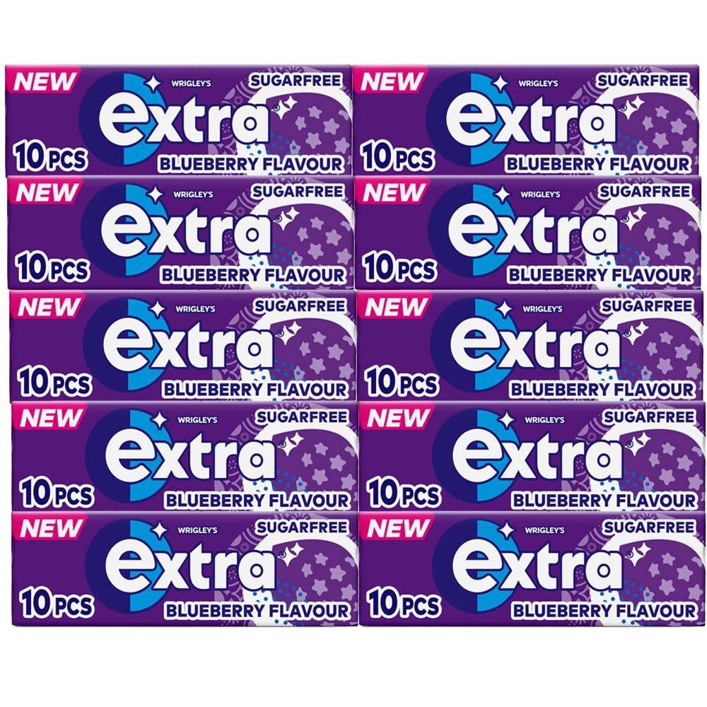 10 x 10 piece Blueberry Flavour Chewing Gum Sugar Free Dental Oral Care
