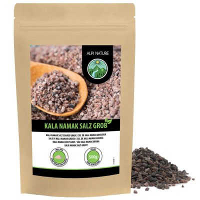Alpi Nature Kala Namak Salt Coarsely Ground 500g 1.1 lb, Kala Namak Black Rock Natural Salt
