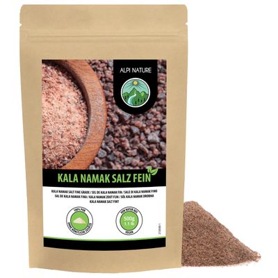 Alpi Nature Kala Namak Salt Finely Ground 500g 1.1 lb, Kala Namak Black Rock Natural Salt