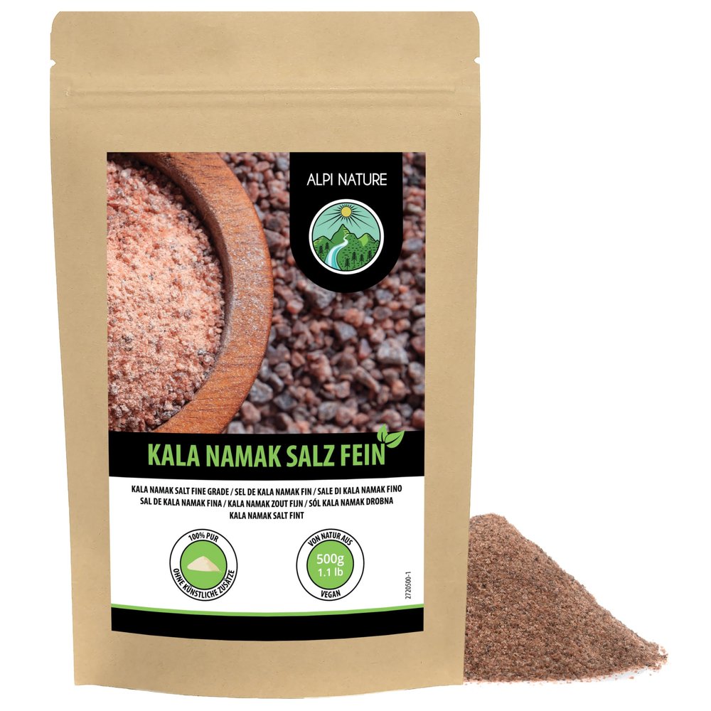 Alpi Nature Kala Namak Salt Finely Ground 500g 1.1 lb, Kala Namak Black Rock Natural Salt